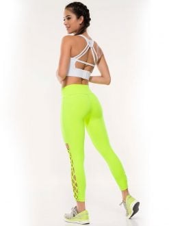 Neon Green Mid Waisted Fitness Leggings - Image 5