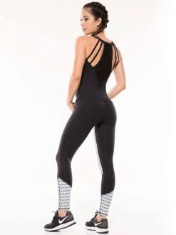 Black Mid Waisted Workout Leggings - Image 3