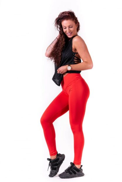 Red One Tone Pattern Leggings - Image 5