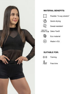NEBBIA WOMEN'S MESH LONG SLEEVE TOP INTENSE SHEER GOLD - Image 5