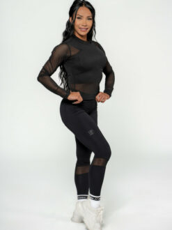 NEBBIA WOMEN'S MESH LONG SLEEVE TOP INTENSE SHEER GOLD - Image 3